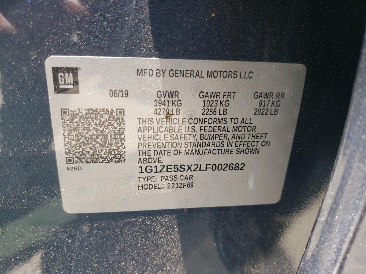 2020 Chevrolet Malibu VIN 1G1ZE5SX2LF002682 Copart auction photo, all over damage thumbnail 12