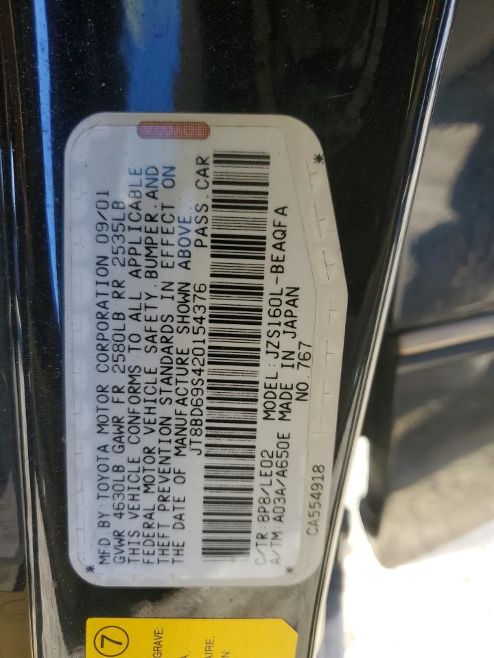 2002 Lexus GS 300 VIN JT8BD69S420154376 Copart auction photo, vandalism damage thumbnail 12