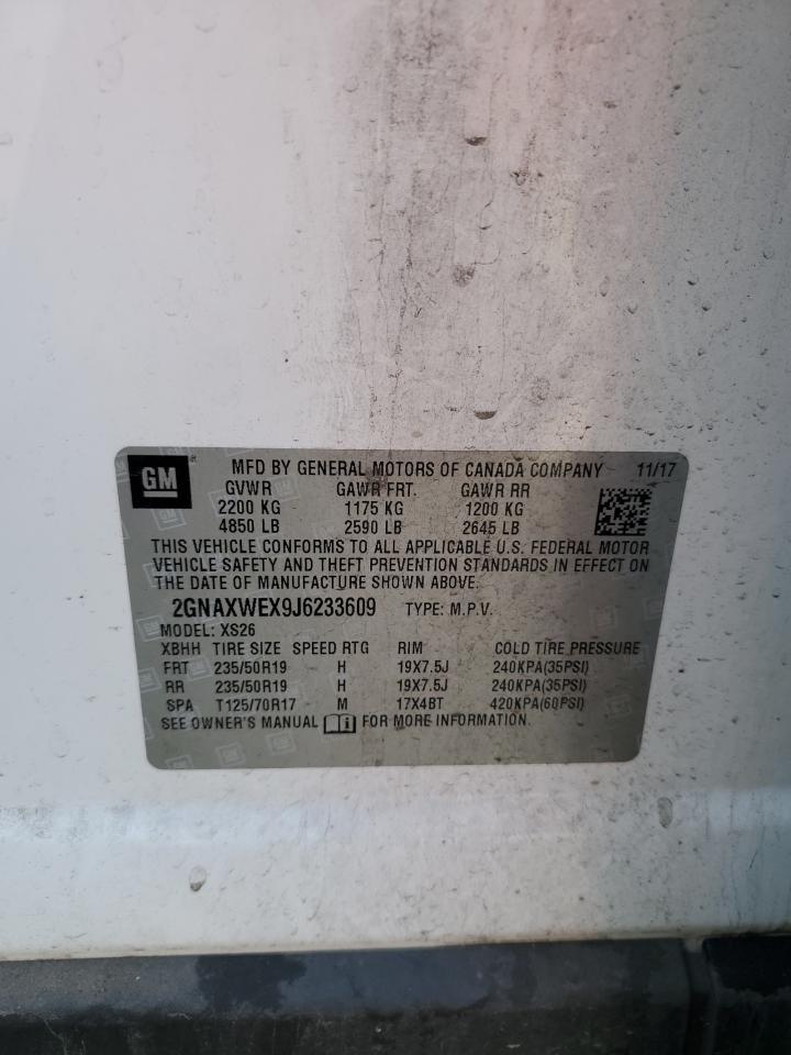 2018 Chevrolet Equinox VIN 2GNAXWEX9J6233609 Copart auction photo, side / undercarriage damage thumbnail 13