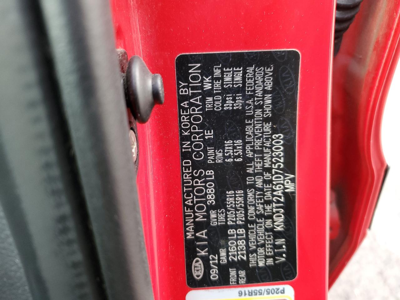 2013 KIA Soul VIN KNDJT2A61D7523003 Copart auction photo, front end damage thumbnail 15