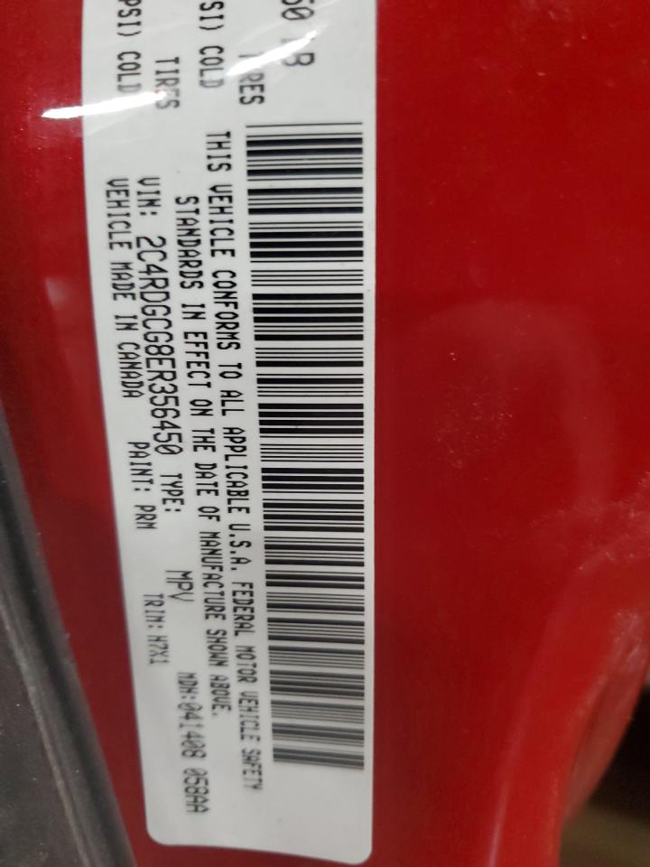 2014 Dodge Caravan VIN 2C4RDGCG8ER356450 Copart auction photo, side / front end damage thumbnail 13