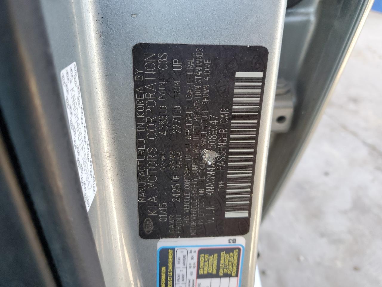2015 KIA Optima VIN KNAGM4AD1F5089047 Copart auction photo, normal wear / mechanical damage thumbnail 12
