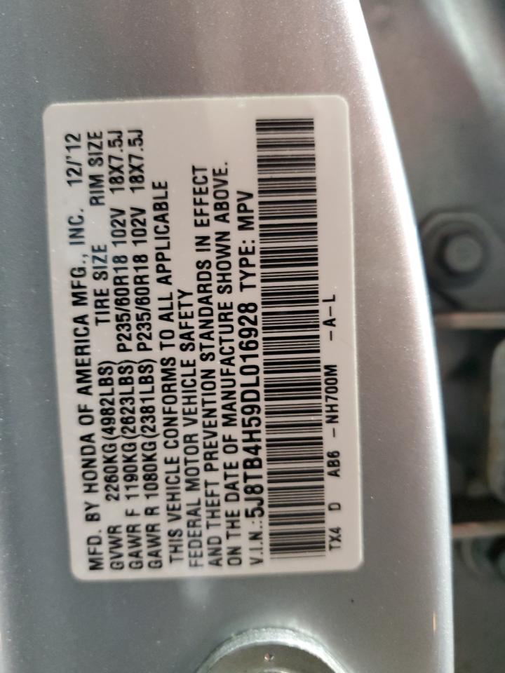 2013 Acura RDX VIN 5J8TB4H59DL016928 Copart auction photo, front end / rear end damage thumbnail 12