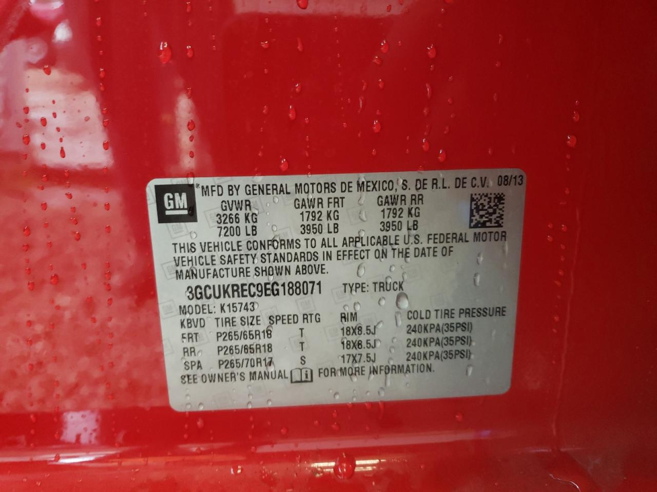 2014 Chevrolet Silverado VIN 3GCUKREC9EG188071 Copart auction photo, all over damage thumbnail 12