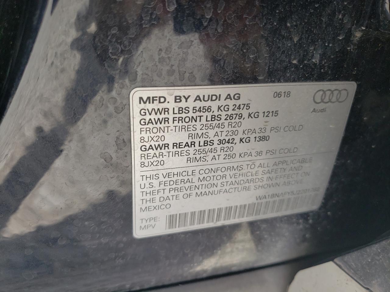 2018 Audi Q5 VIN WA1BNAFY5J2201762 Copart auction photo, front end damage thumbnail 13