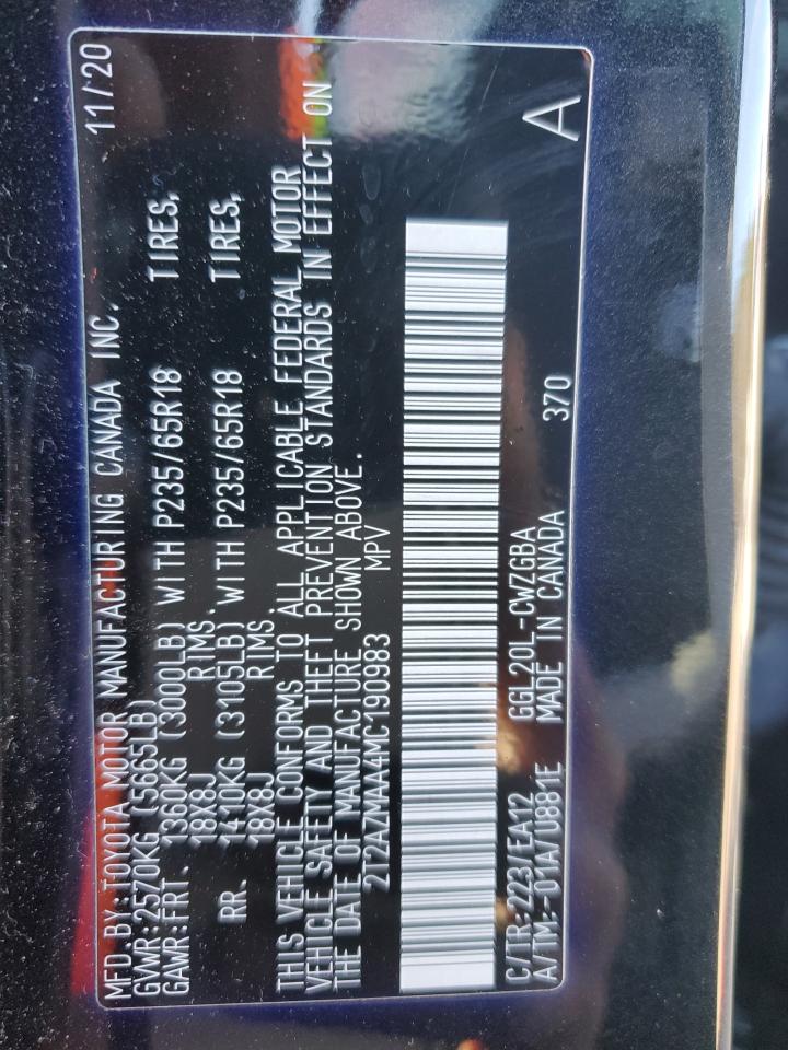 2021 Lexus RX VIN 2T2AZMAA4MC190983 Copart auction photo, front end damage thumbnail 14