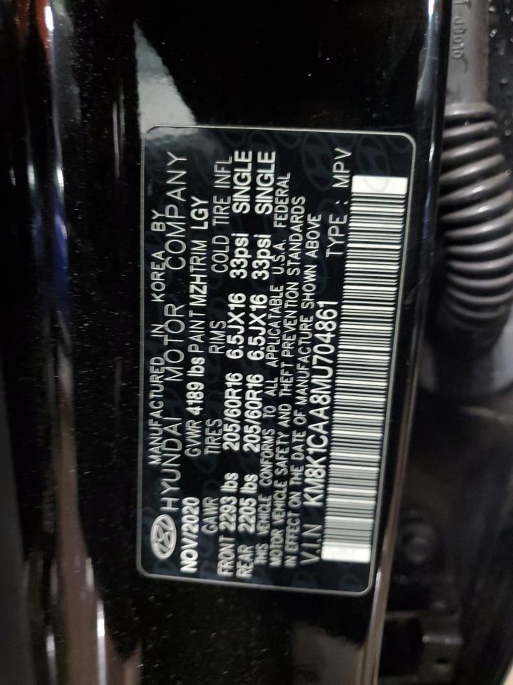 2021 Hyundai Kona VIN KM8K1CAA8MU704861 Copart auction photo, front end damage thumbnail 13