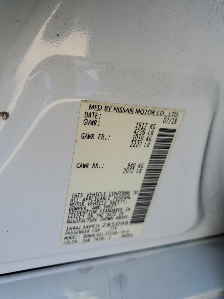 2018 Nissan Altima VIN 1N4AL3AP9JC285098 Copart auction photo, rear end / minor dent/scratches damage thumbnail 12