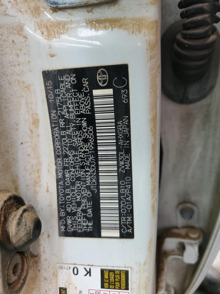 2015 Toyota Prius VIN JTDKN3DU7F1996506 Copart auction photo, water/flood damage thumbnail 13