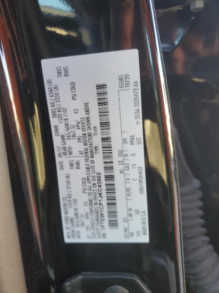 2018 Ford F-150 VIN 1FTEW1CP1JKC43602 Copart auction photo, side damage thumbnail 14