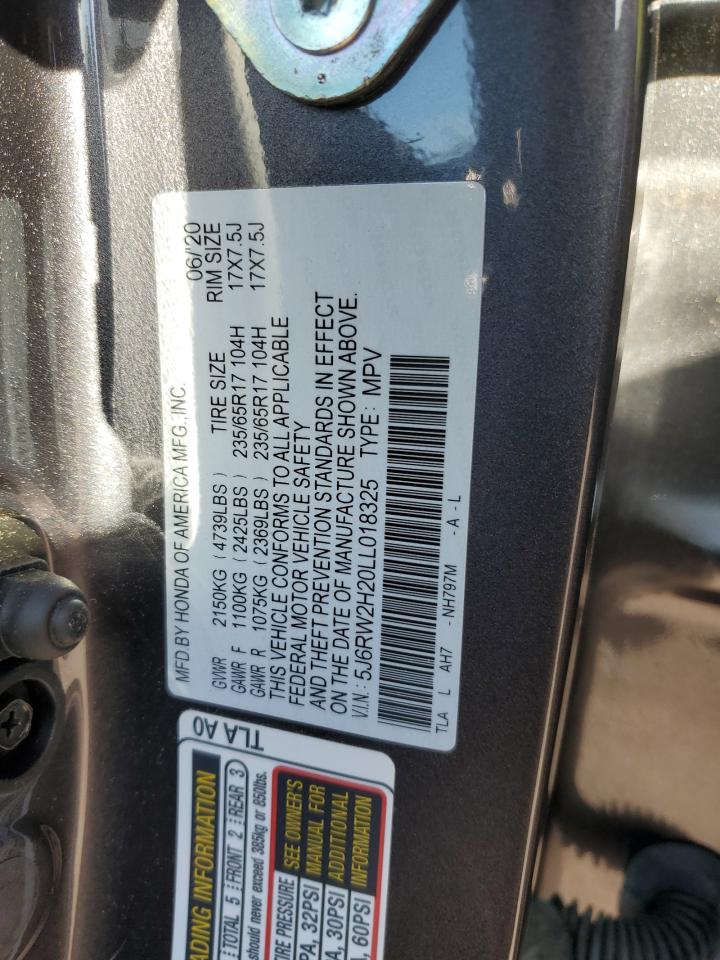 2020 Honda CR-V VIN 5J6RW2H20LL018325 Copart auction photo, front end damage thumbnail 12