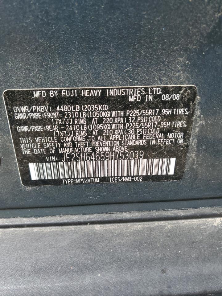 2009 Subaru Forester VIN JF2SH64659H753039 Copart auction photo, front end damage thumbnail 15