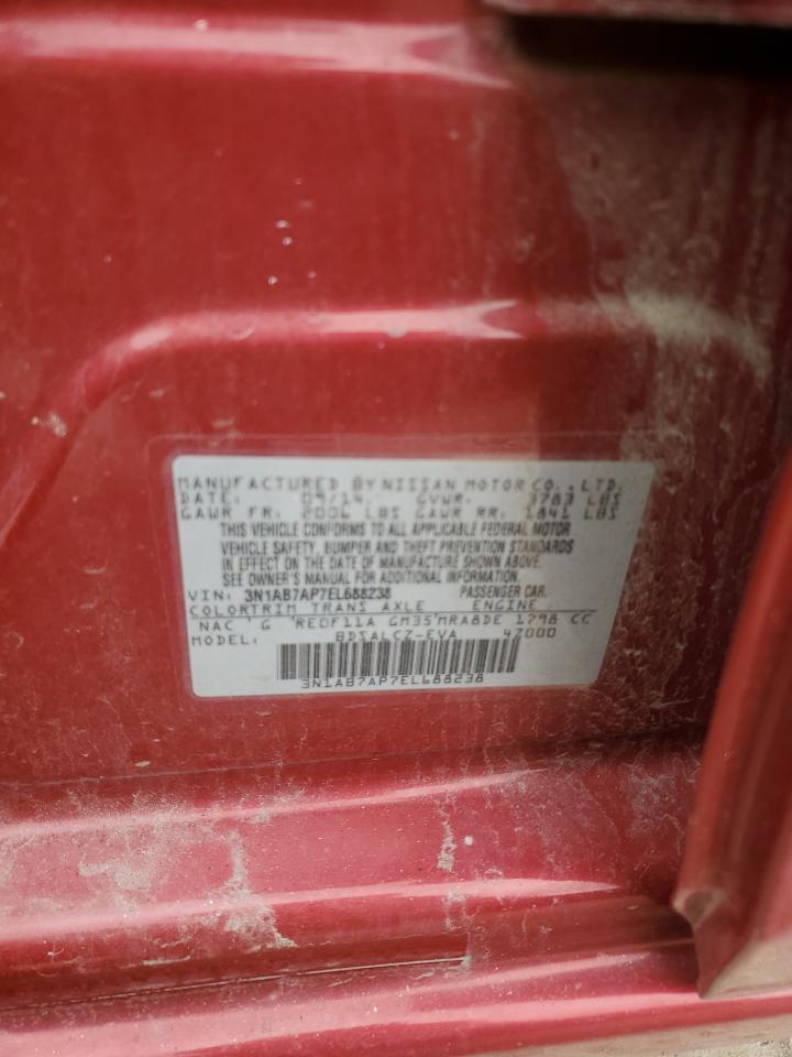 2014 Nissan Sentra VIN 3N1AB7AP7EL688238 Copart auction photo, front end / side damage thumbnail 14