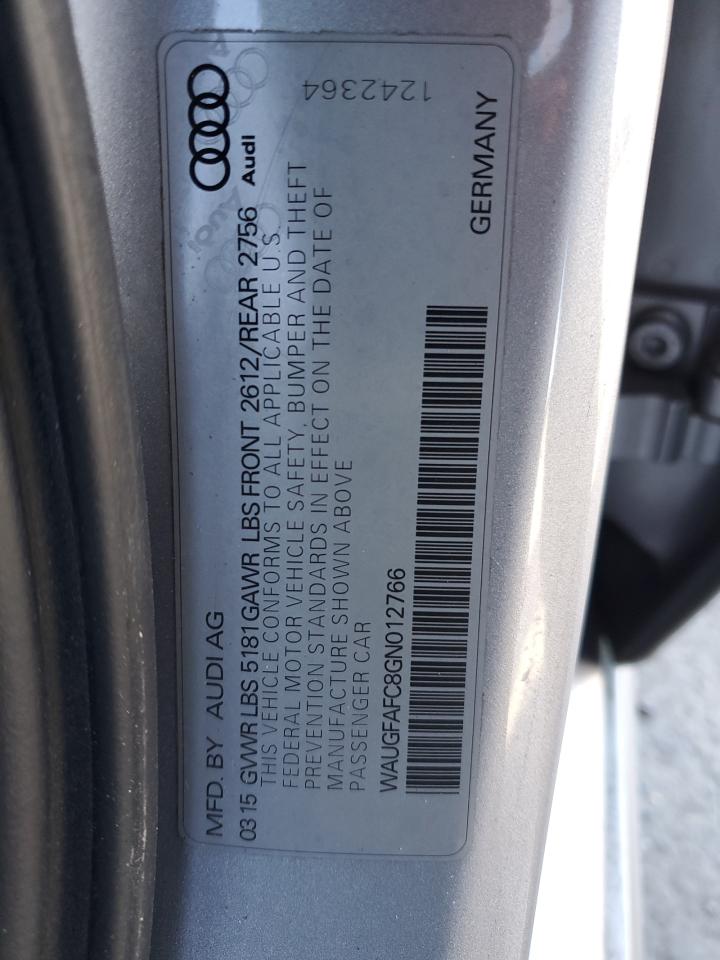 2016 Audi A6 VIN WAUGFAFC8GN012766 Copart auction photo, front end / side damage thumbnail 12