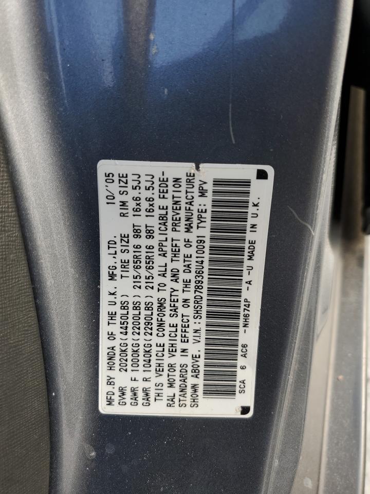 2006 Honda CR-V VIN SHSRD78936U410091 Copart auction photo, side damage thumbnail 12