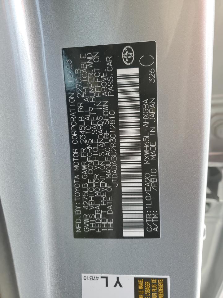 2024 Toyota Prius VIN JTDADABU2R3012810 Copart auction photo, side / front end damage thumbnail 13