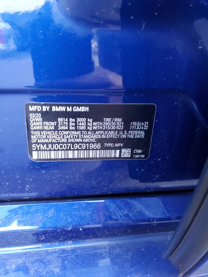 2020 BMW X5 VIN 5YMJU0C07L9C91966 Copart auction photo, front end / rear end damage thumbnail 14