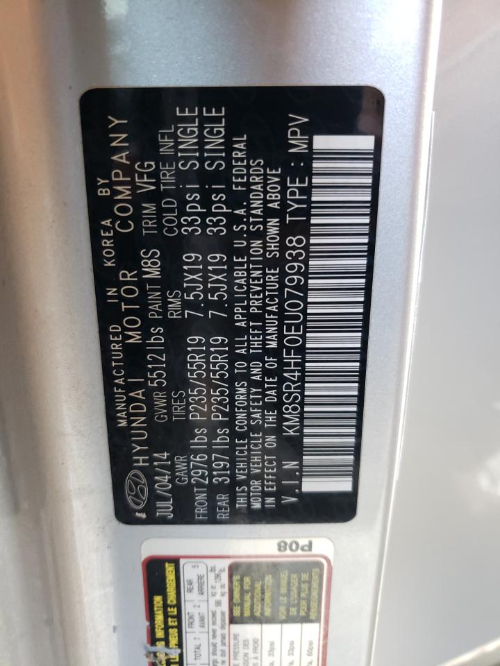 2014 Hyundai Santa Fe VIN KM8SR4HF0EU079938 Copart auction photo, side / minor dent/scratches damage thumbnail 13