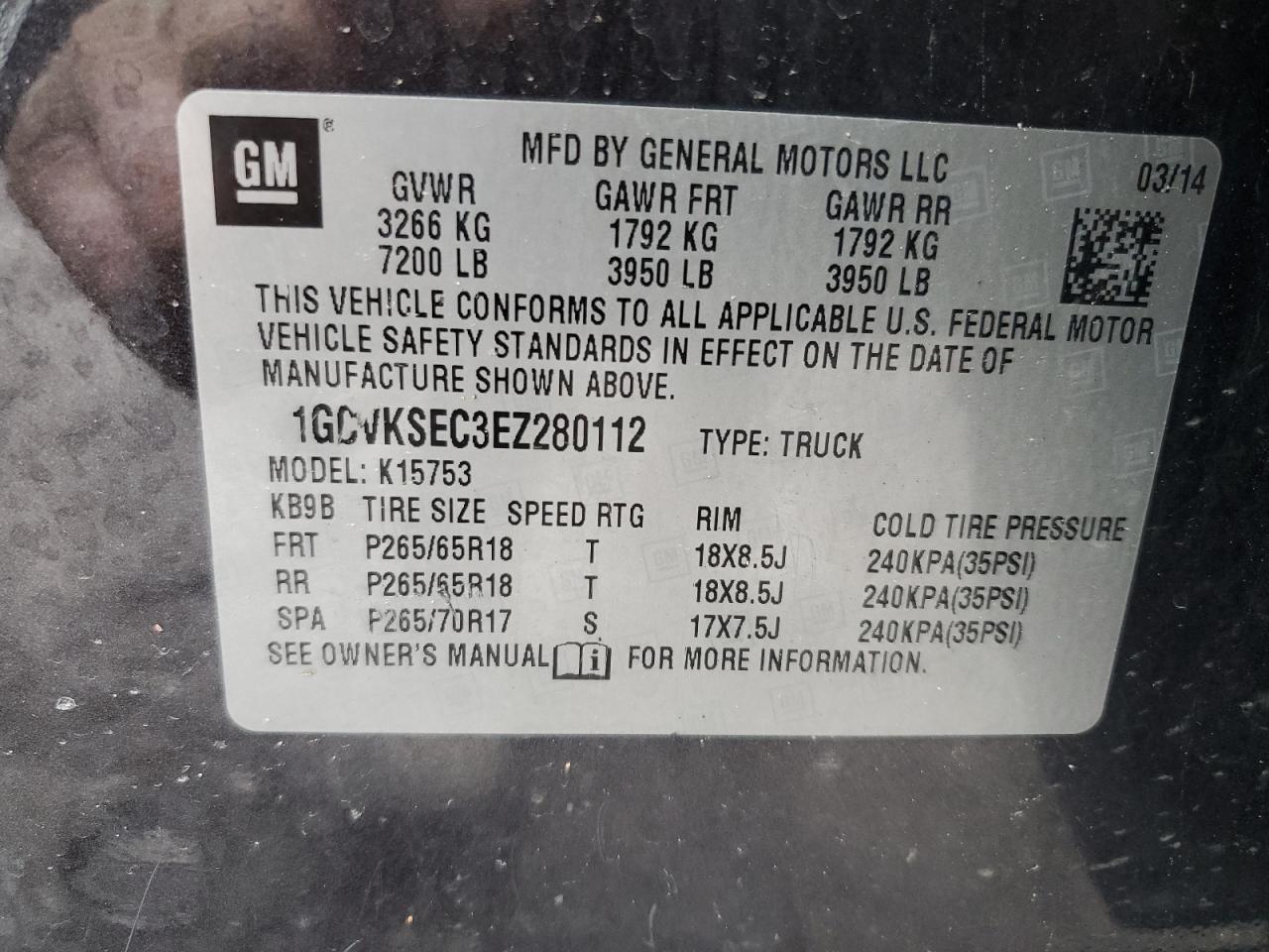 2014 Chevrolet Silverado VIN 1GCVKSEC3EZ280112 Copart auction photo, minor dent/scratches / normal wear damage thumbnail 12