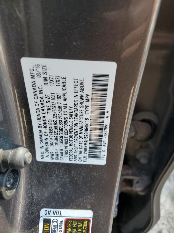 2016 Honda CR-V VIN 2HKRM4H52GH645118 Copart auction photo, front end damage thumbnail 13