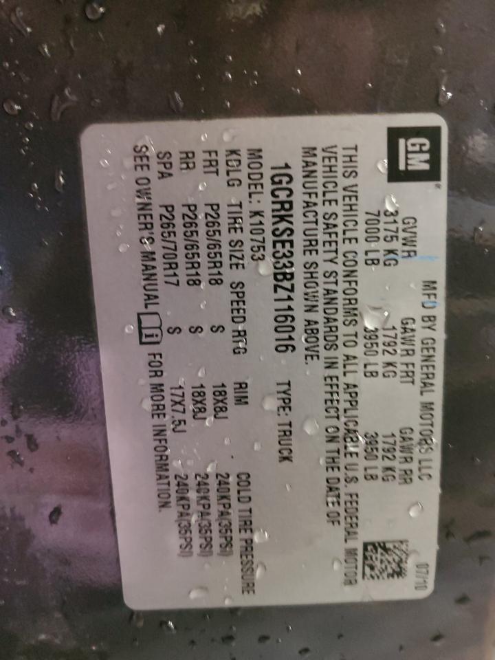 2011 Chevrolet Silverado VIN 1GCRKSE33BZ116016 Copart auction photo, rear end damage thumbnail 12