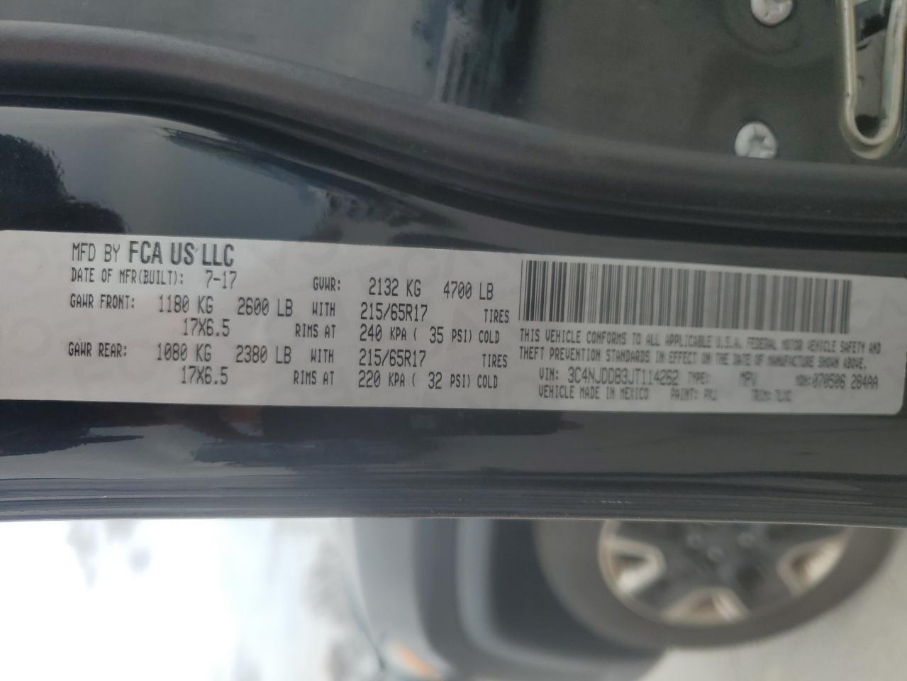 2018 Jeep Compass VIN 3C4NJDDB3JT114262 Copart auction photo, rear end damage thumbnail 13