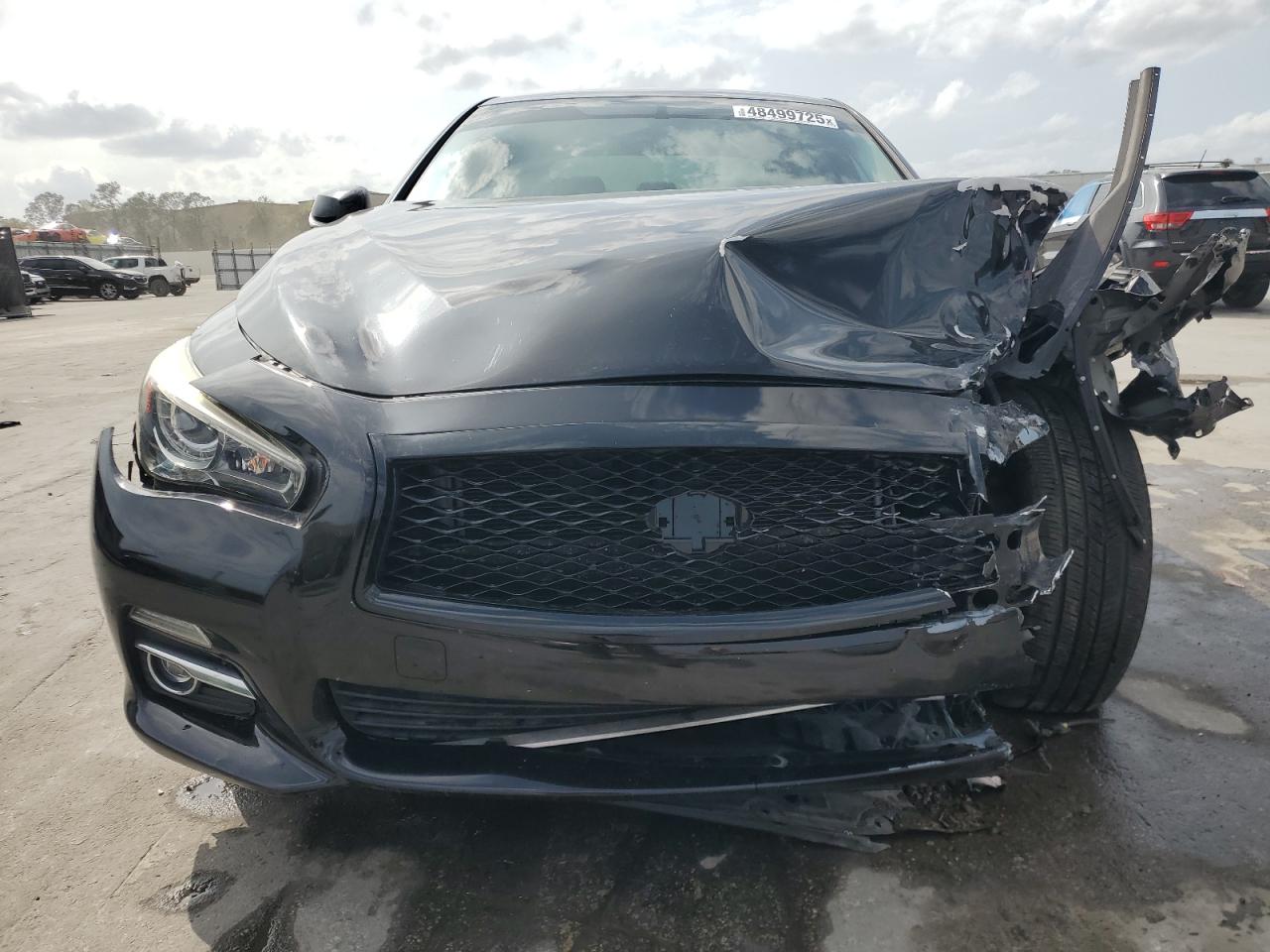 2014 Infiniti Q50 VIN JN1BV7AP7EM681033 Copart auction photo, front end / side damage thumbnail 5