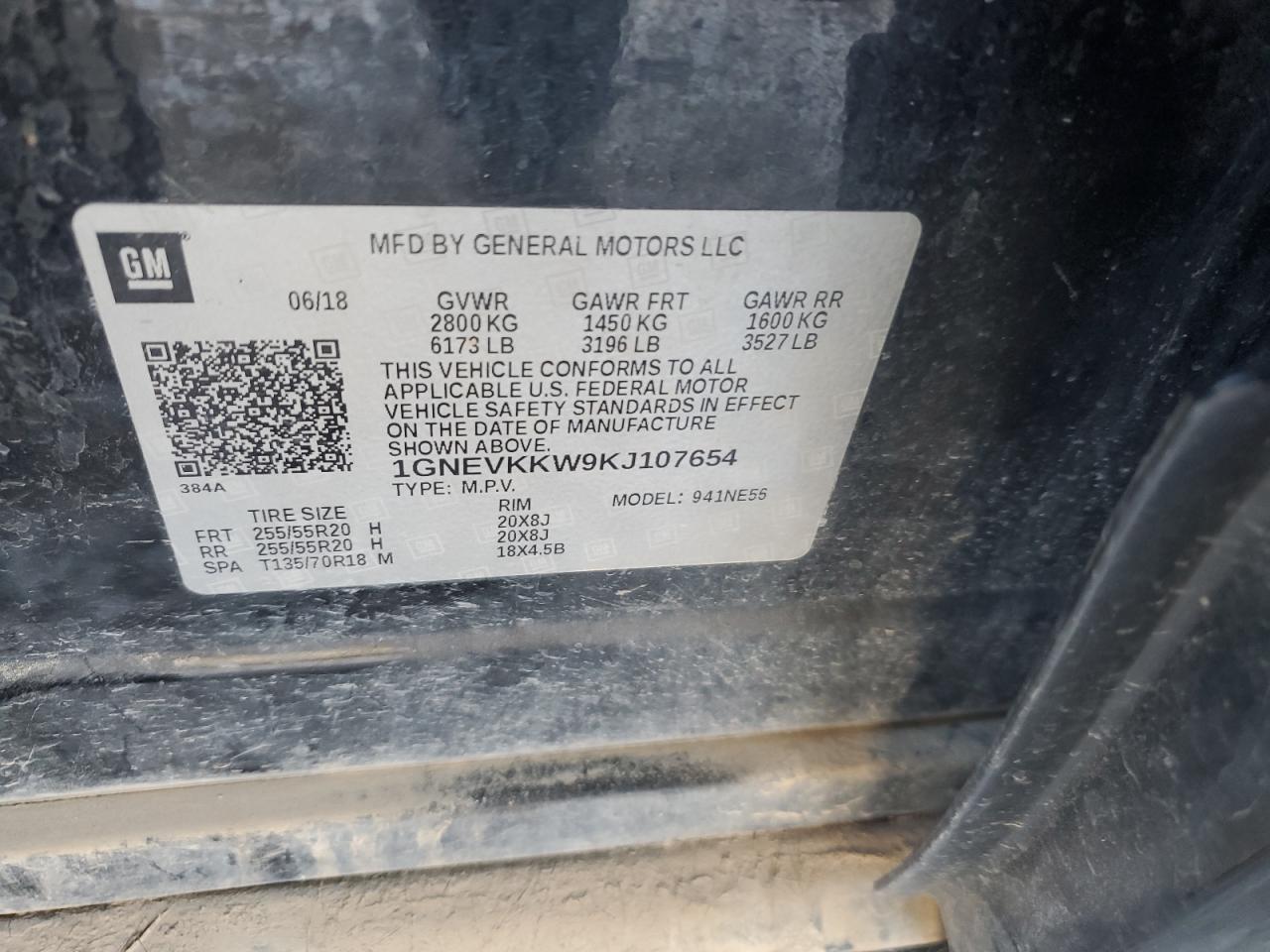 2019 Chevrolet Traverse VIN 1GNEVKKW9KJ107654 Copart auction photo, front end damage thumbnail 13