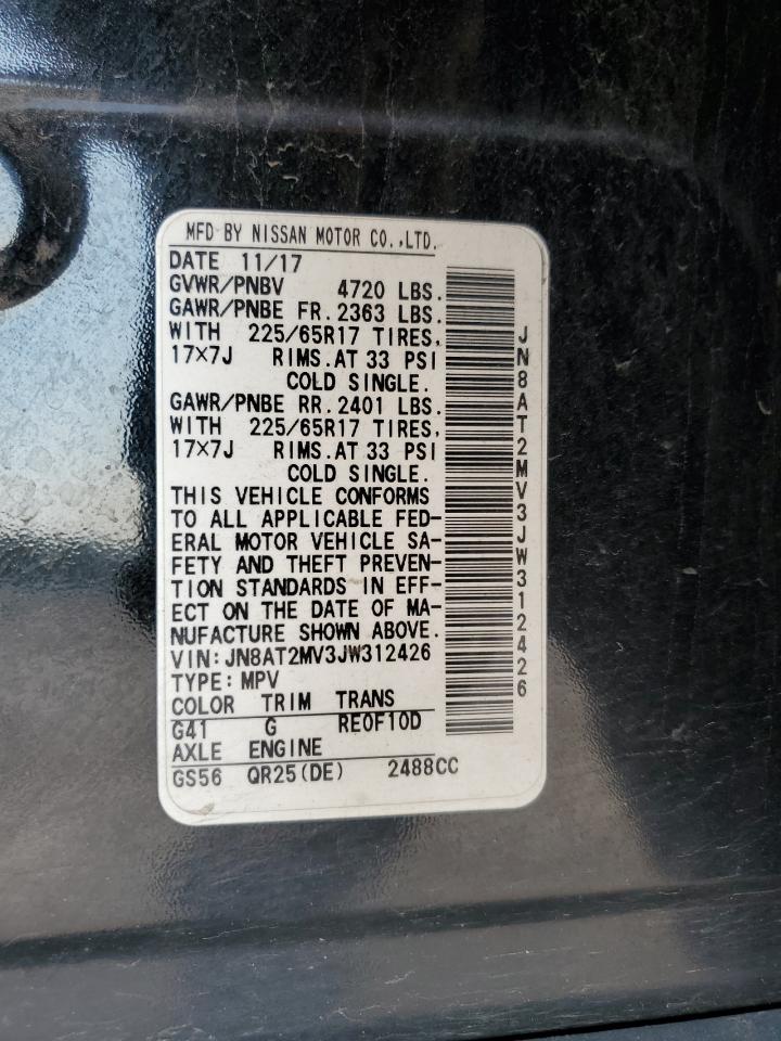 2018 Nissan Rogue VIN JN8AT2MV3JW312426 Copart auction photo, all over damage thumbnail 16