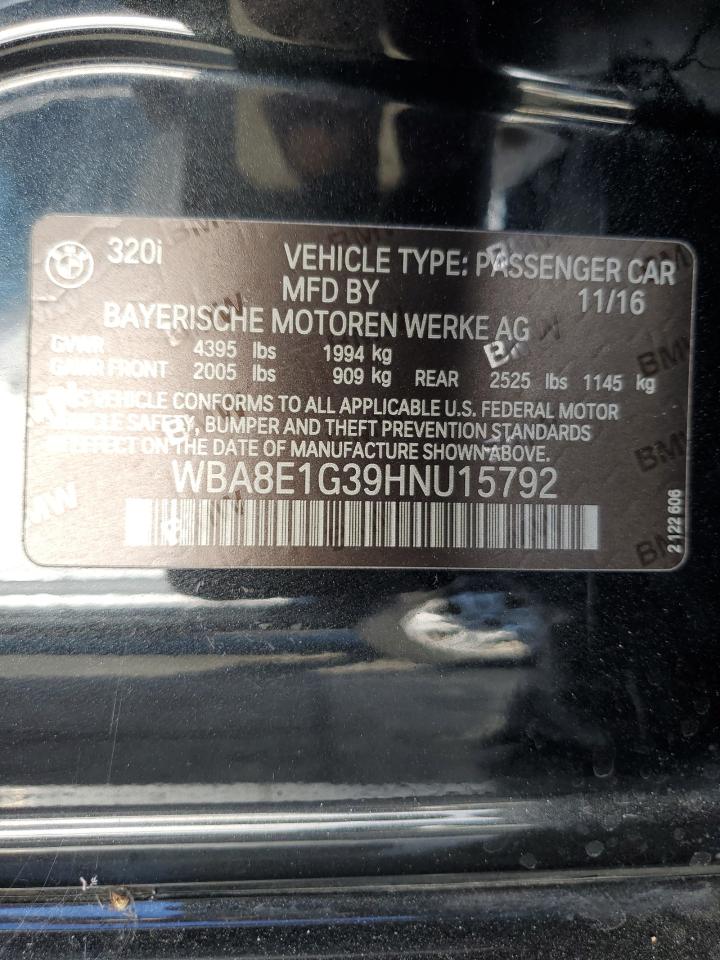 2017 BMW 3er VIN WBA8E1G39HNU15792 Copart auction photo, mechanical / side damage thumbnail 12