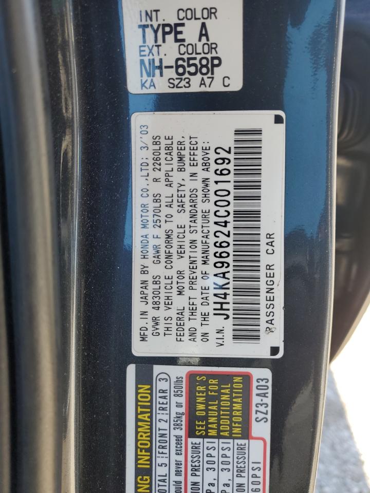 2004 Acura RL VIN JH4KA96624C001692 Copart auction photo, all over / minor dent/scratches damage thumbnail 12