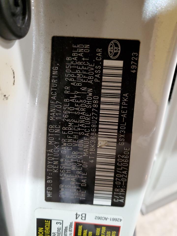 2008 Toyota Avalon VIN 4T1BK36B68U277880 Copart auction photo, front end / minor dent/scratches damage thumbnail 12