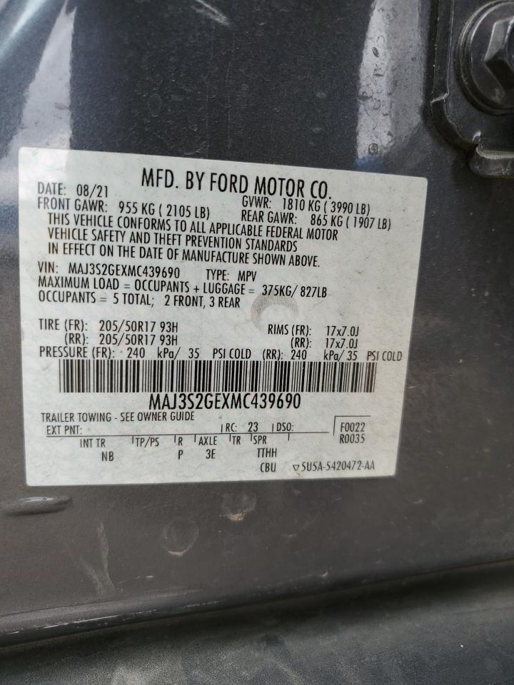 2021 Ford EcoSport VIN MAJ3S2GEXMC439690 Copart auction photo, side damage thumbnail 15