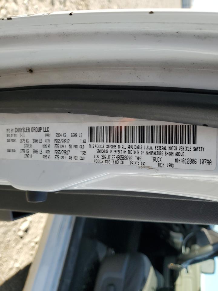 2011 Dodge RAM VIN 3D7JB1EPXBG569209 Copart auction photo, front end damage thumbnail 15