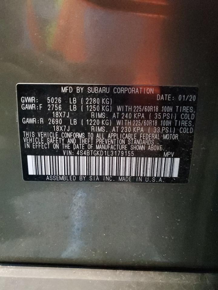 2020 Subaru Outback VIN 4S4BTGKD1L3179155 Copart auction photo, front end damage thumbnail 14