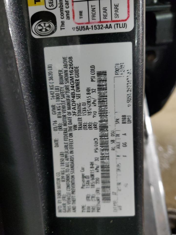2016 Ford Fiesta VIN 3FADP4BJ4GM162608 Copart auction photo, all over damage thumbnail 12