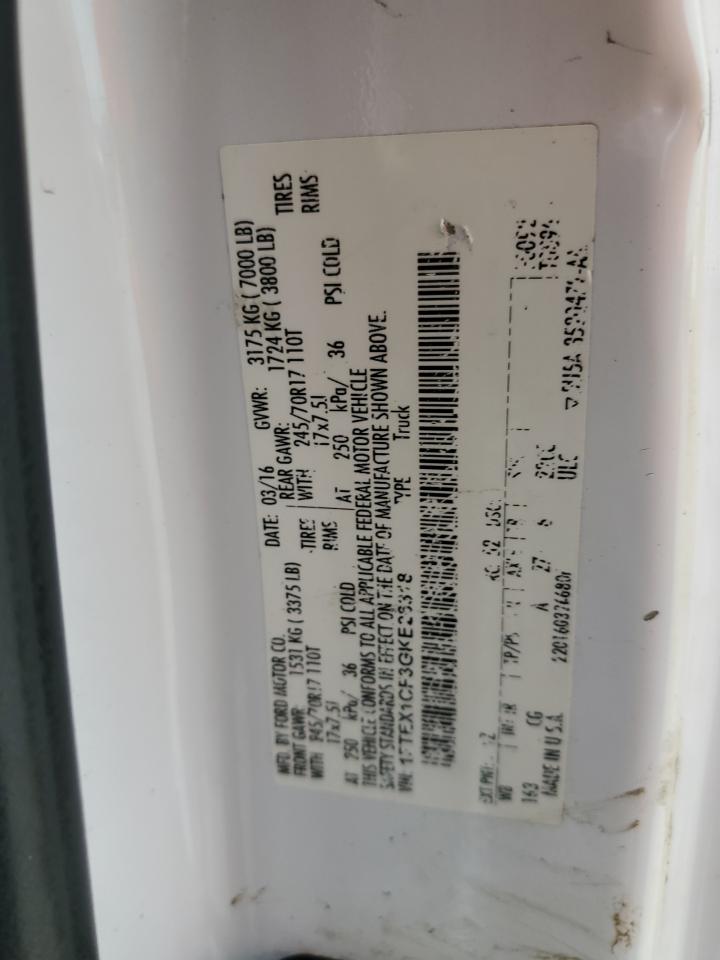 2016 Ford F-150 VIN 1FTEX1CF3GKE26318 Copart auction photo, side / rear end damage thumbnail 12