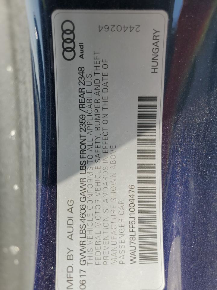 2018 Audi A3 VIN WAU78LFF5J1004476 Copart auction photo, vandalism damage thumbnail 12