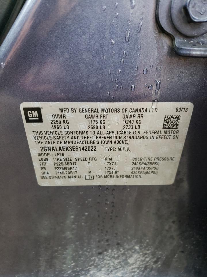 2014 Chevrolet Equinox VIN 2GNALAEK3E6142022 Copart auction photo, all over damage thumbnail 13