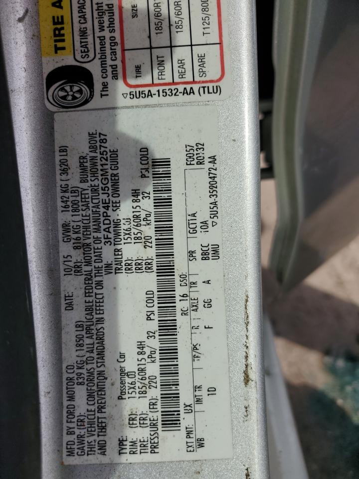2016 Ford Fiesta VIN 3FADP4EJ5GM125787 Copart auction photo, front end damage thumbnail 12