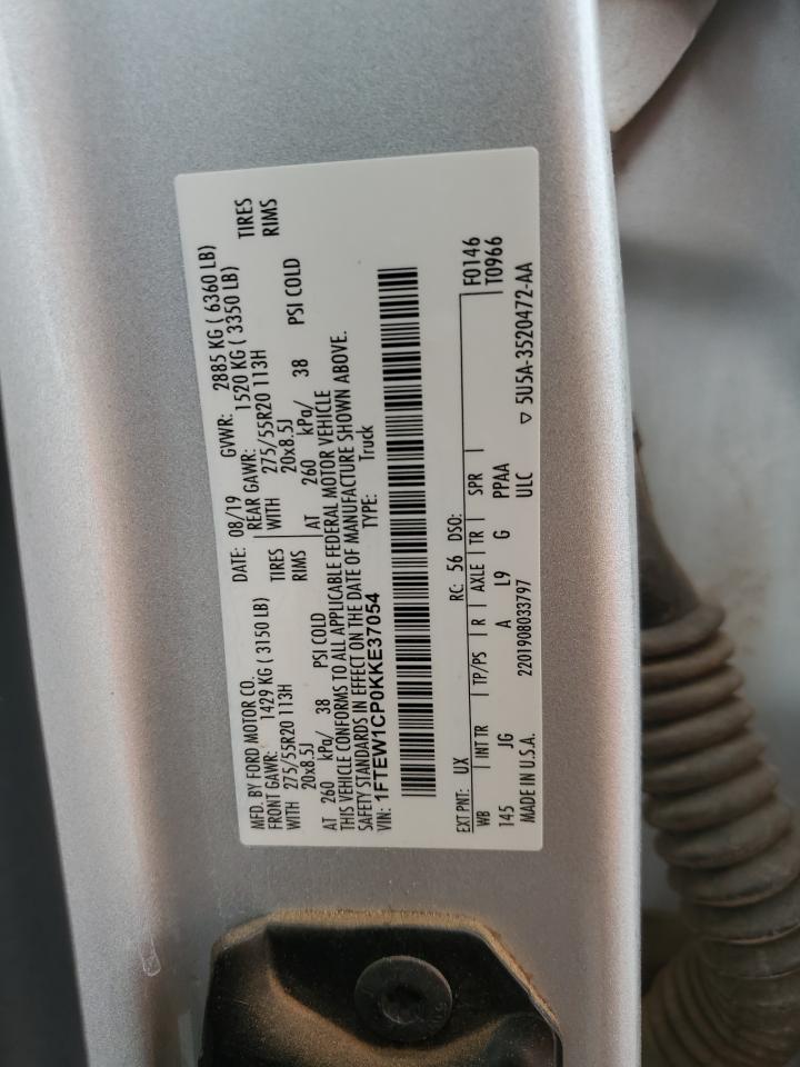 2019 Ford F-150 VIN 1FTEW1CP0KKE37054 Copart auction photo, front end / minor dent/scratches damage thumbnail 14