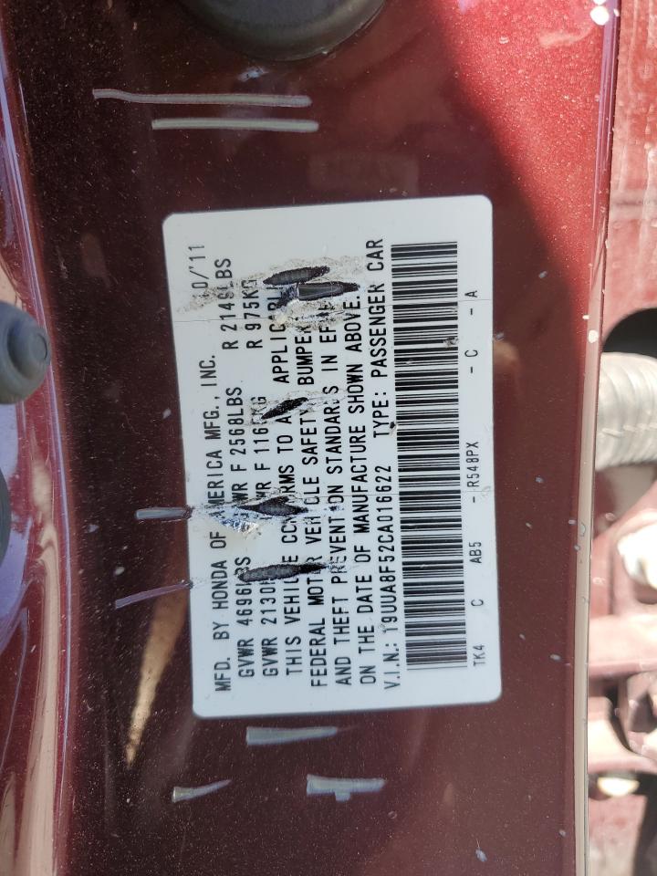 2012 Acura TL VIN 19UUA8F52CA016622 Copart auction photo, front end damage thumbnail 12
