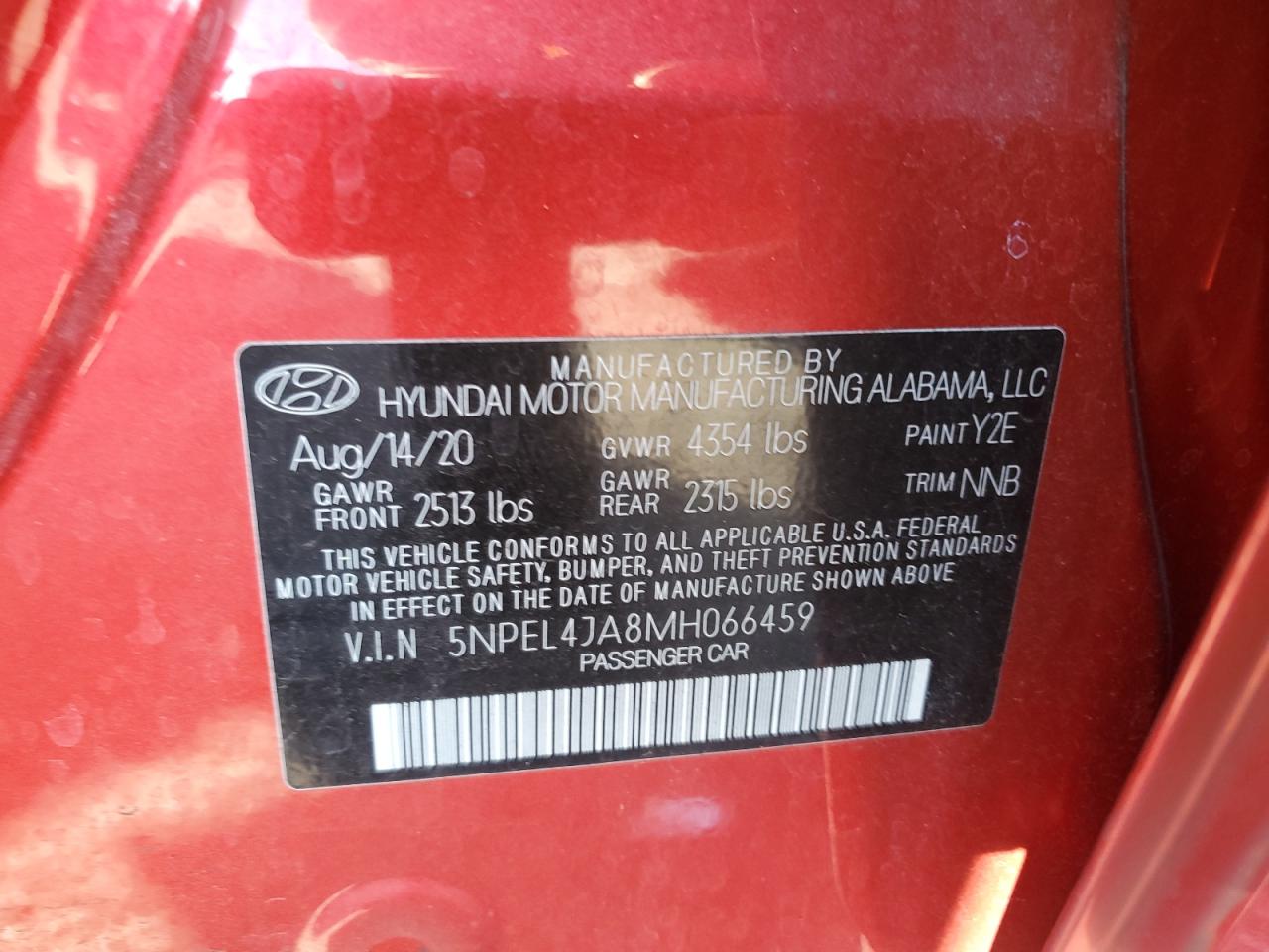 2021 Hyundai Sonata VIN 5NPEL4JA8MH066459 Copart auction photo, undercarriage damage thumbnail 12