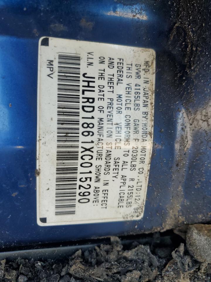 1999 Honda CR-V VIN JHLRD1861XC015290 Copart auction photo, rollover damage thumbnail 13