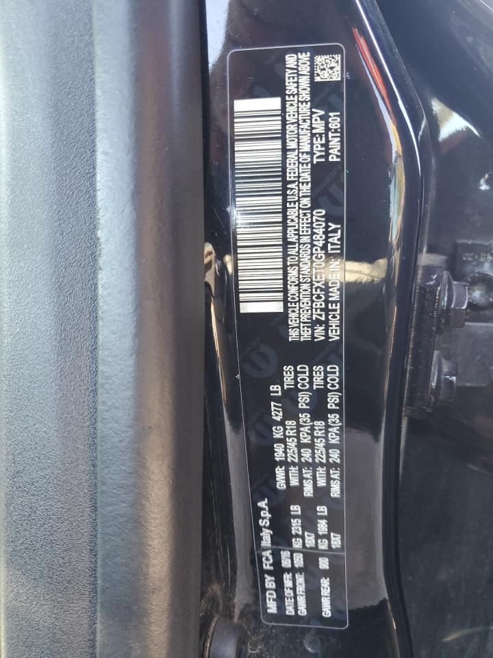 2016 Fiat 500 VIN ZFBCFXET0GP484070 Copart auction photo, front end damage thumbnail 12