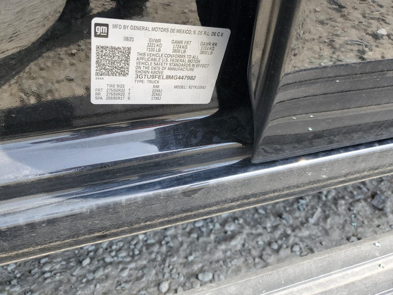 2021 GMC Sierra VIN 3GTU9FEL8MG447982 Copart auction photo, front end damage thumbnail 14