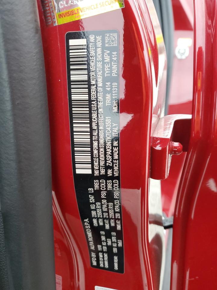 2019 Alfa Romeo Stelvio VIN ZASPAKBN7K7C43581 Copart auction photo, front end / minor dent/scratches damage thumbnail 16