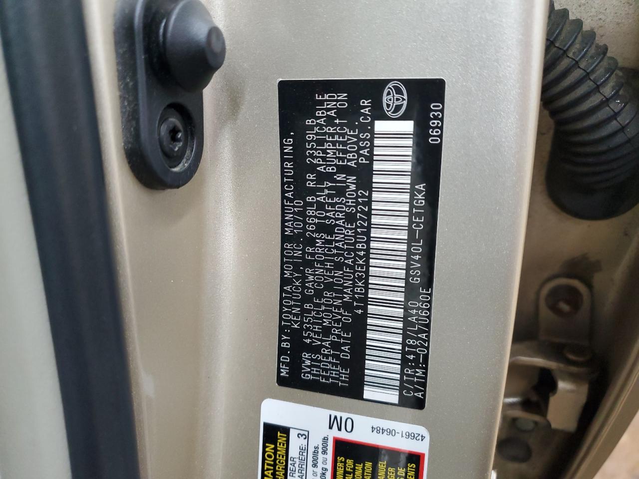 2011 Toyota Camry VIN 4T1BK3EK4BU127212 Copart auction photo, front end damage thumbnail 12