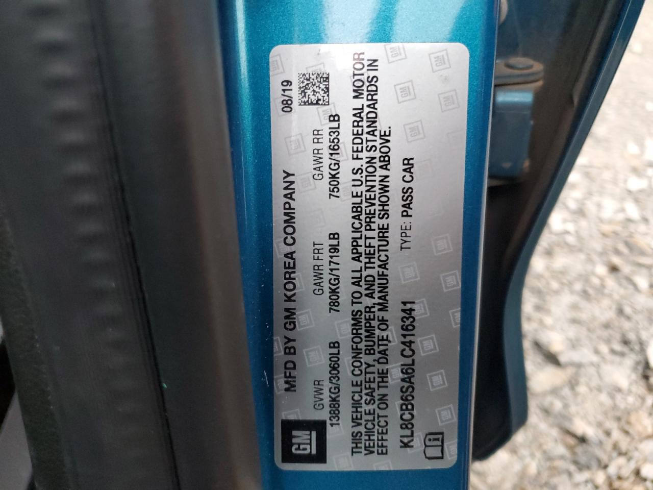 2020 Chevrolet Spark VIN KL8CB6SA6LC416341 Copart auction photo, front end damage thumbnail 12
