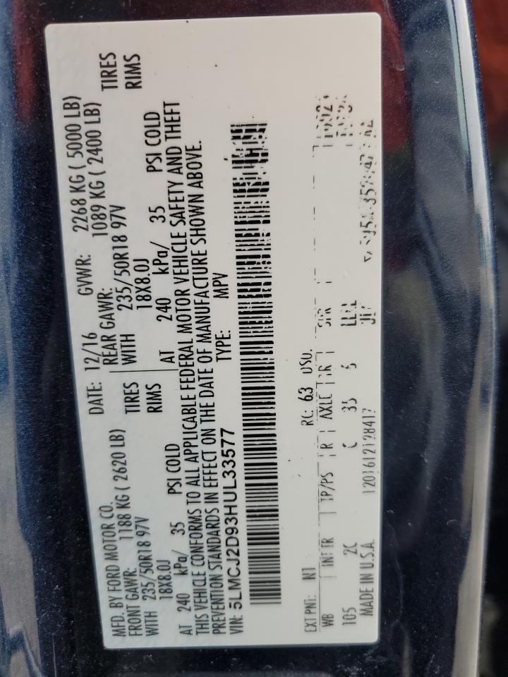 2017 Lincoln MKC VIN 5LMCJ2D93HUL33577 Copart auction photo, front end damage thumbnail 12